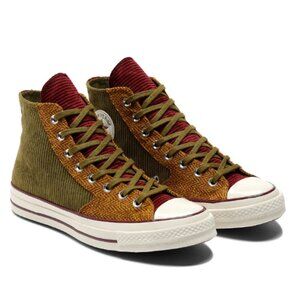 Converse Chuck 70 High Corduroy Army Green Burgundy Brown Tweed 172494C 8.5 10.5